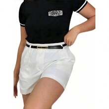 SHEIN Tailored Shorts With Belt And Pocket, New Blogger For 2024 - 白色 - 查看 2