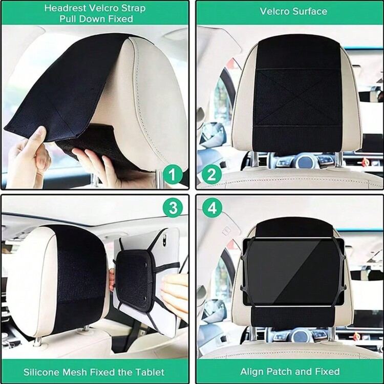Giá đỡ tựa đầu ô tô bằng silicon xoay 360° cho máy tính bảng và thiết bị chơi game - màu đen - Xem 8