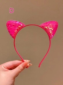 1/2/3/4/5/6pcs Girls Colorful Cat Ear Sequin Hair Hoop - Multicolor - View 17