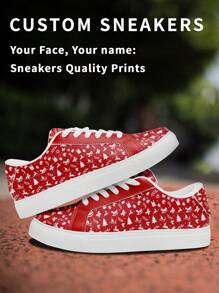 1 Pair Of Christmas Gifts Custom Sneakers With Name, Personalized Santa Photo Sneakers, Custom Name Holiday Sneakers, Custom Sneakers With Festive Design, Unique Photo Sneakers, Personalized Sneakers For Him And Her, Custom Casual Sneakers , Perfect Christmas Gift For Mom/Dad/Her/Him/Girlfriend/Boyfriend/Wife/Husband/Friend. - White - View 3