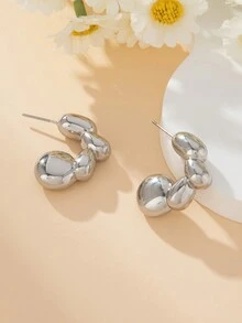 1 Pair European And American Minimalist C-Shaped Stud Earrings, Creative Artistic Sweet Literary Style Earrings For Dating, Beautiful Women's Ear Jewelry - Earrings - View 4
