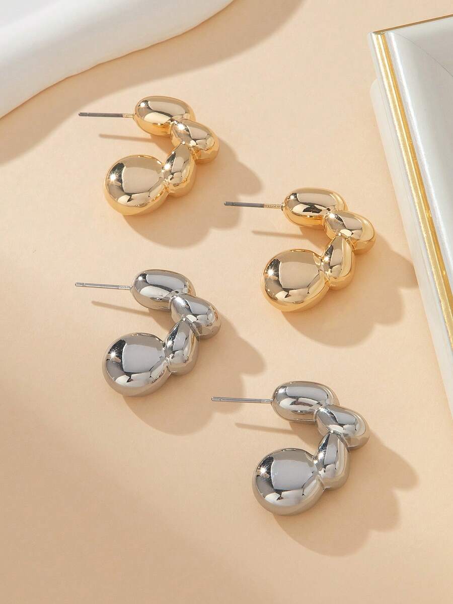 1 Pair European And American Minimalist C-Shaped Stud Earrings, Creative Artistic Sweet Literary Style Earrings For Dating, Beautiful Women's Ear Jewelry - Earrings - View 1