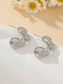 1 Pair European And American Minimalist C-Shaped Stud Earrings, Creative Artistic Sweet Literary Style Earrings For Dating, Beautiful Women's Ear Jewelry - Earrings - View 5