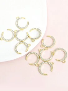 10pcs Sparkling Crescent Moon & Eight-Pointed Star Charms With Rhinestones Faux Pearl Decor - Daily Dating Wearing Stylish Simple Jewelry Making Accessories Elegant Necklace, Bracelet, Earrings And Four Seasons Clothing Decorations DIY Star & Moon Shape Alloy Pendants - Ideal Choice For Eid, Ramadan Gifts