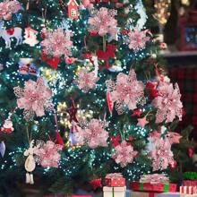 12 件/6 件/1 件人造一品红夹子，可爱的人造一品红花朵，用于圣诞树装饰，可重复使用的闪光人造一品红花朵，DIY 花环，家居装饰，婚礼派对，节日派对装饰，圣诞节/节日/季节性/婚礼圣诞树饰品，闪亮的冬季灌木装饰，适用于圣诞节、新年、婚礼、花环、楼梯、窗户、壁炉、圣诞树 - 玫瑰金 - 查看 6