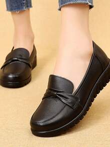 Zapatos cómodos de suela suave zapatos planos antideslizantes con lazo para mujer,Zapatos planos sencillos de mujer sin cordones, zapatos casual versátiles - Negro - Ver 1