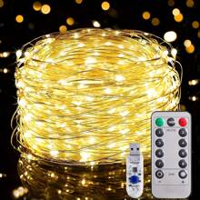 1 dây đèn USB Fairy Light, 66ft 200LED 33ft 100 LED 16,4ft 50LED Đèn dây bạc đổi màu với 8 chế độ chiếu sáng Điều khiển từ xa cho trần phòng ngủ thủ công Trang trí Halloween Giáng sinh, Đèn dây đồng nhiều màu - USB - Xem 2