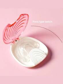 1 Pc Shell-Inspired Retainer Case, Press-Type Switch, Orthodontic Dental Case, Durable Mouth Guard, Night Guard, Teeth Aligner Holder, Portable Storage Container For Braces,Retainer Case, Portable Large Retainer Cases For Retainer And Denture Storage Tight Light And Easy - Coral Pink - View 2