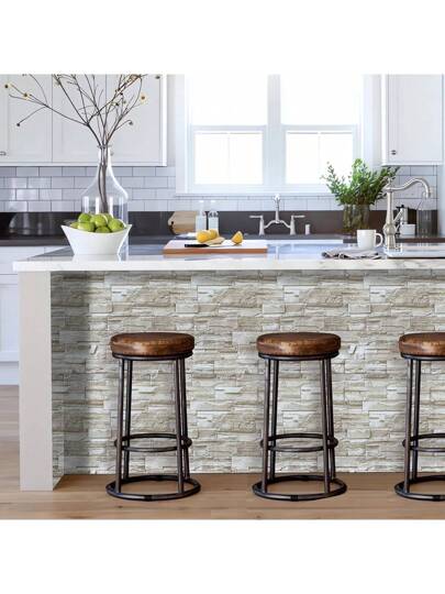 1Roll Faux Brick Wallpaper Peel Stick 17.71" X196.8in/ 118.11in/39.3in Stone Contact Paper Self Adhesive Removable ative Wand Kitchen Backsplash Bedroom Living Room Stickers Furniture Renovation Waterproofing DIY Easy To Install, Panels, Paper, Wallpapers, ation Items Refresh Your Home, Rama Birthday Graduation view 8