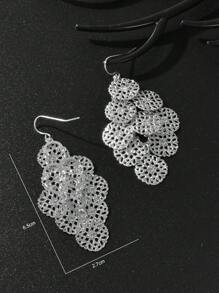 1对时尚银色镂空花朵吊坠耳环，女士派对及日常珠宝配饰 - 銀色 - 查看 4