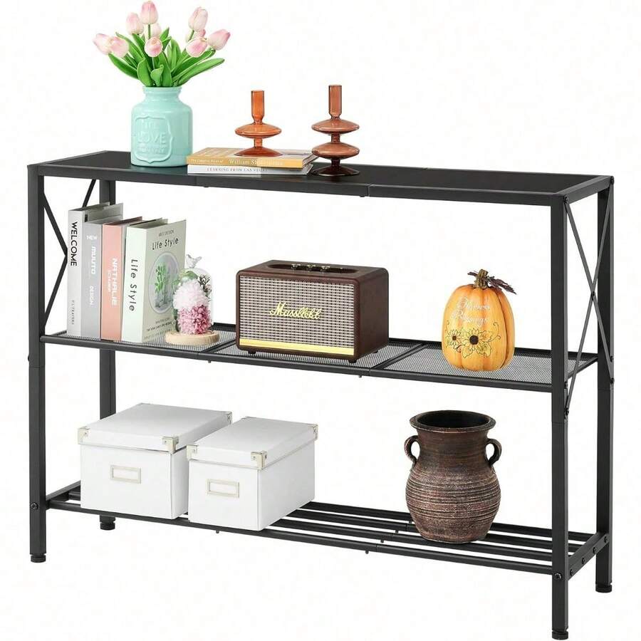 3 Tier Entryway Table, Hallway Table, Narrow Sofa Table With Shelves