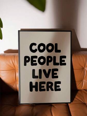 1PC Minimalistyczny "Fajni ludzie mieszkają tutaj" Płótno Ścienne Sztuka - Nieoprawiony Wydrukowany Plakat Do Nowoczesnej Dekoracji Domu I Biura