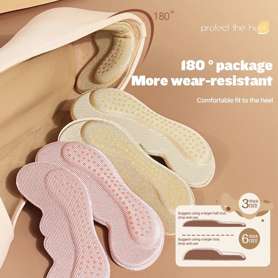 1 对鞋跟垫，自粘式鞋垫，适用于宽松的鞋子，保护脚跟，防摩擦，防滑，提高鞋子的贴合度和舒适度，黑色 - 黑色 - 查看 1