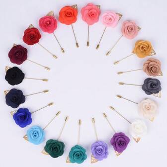 1 件男士优雅逼真山茶花翻领别针、新郎伴郎胸花、奶油色伴娘胸花，适合毕业典礼、正式活动、婚礼