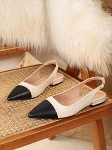 Elegant Solid Color Women's Shoes With Ankle Strap, Low Lightweight Low-Heeled Pointed Toe Flats - Beige - View 4