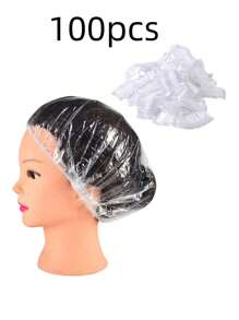 100pcs Disposable Shower Caps Waterproof Plastic Bathing Caps For Men And Women - Clear - View 3