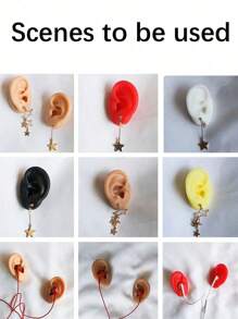 1 件软硅胶耳模型展示道具练习穿刺工具耳环耳钉多色仿真展示工具身体首饰 - 彩色 - 查看 5