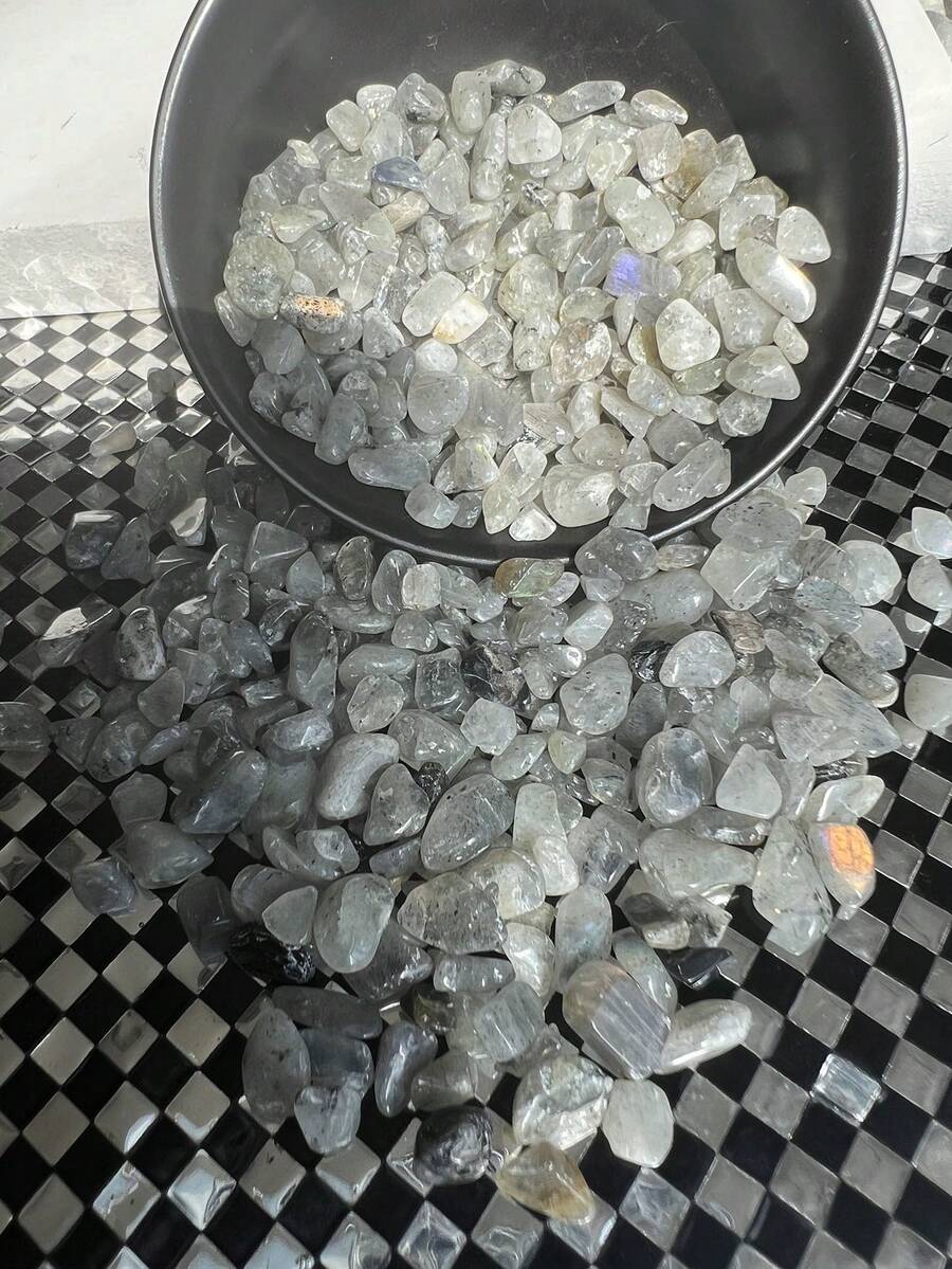 0.22lbs Natural Labradorite Stone Chips/Gravel For Home Decorations