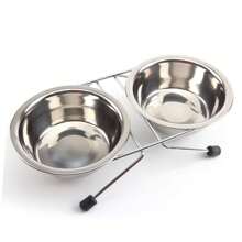 1 件装不锈钢防滑铁架宠物双碗，适用于猫狗，小号/中号/大号