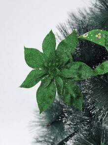 10/20 chiếc đồ trang trí cây thông Noel bằng hoa có kẹp, hoa Giáng sinh nhân tạo dùng để trang trí tiệc Giáng sinh và năm mới, vòng hoa - màu xanh lá - Xem 4