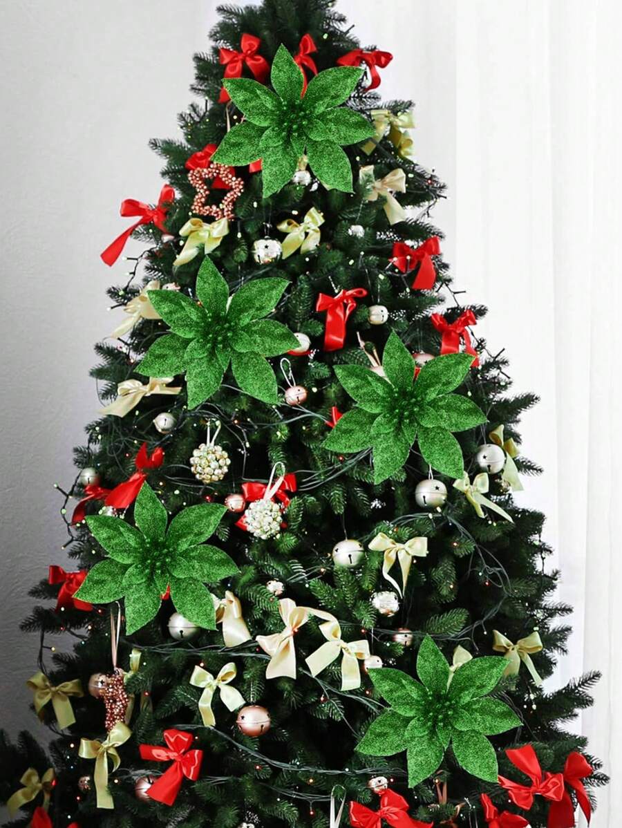 10/20 chiếc đồ trang trí cây thông Noel bằng hoa có kẹp, hoa Giáng sinh nhân tạo dùng để trang trí tiệc Giáng sinh và năm mới, vòng hoa