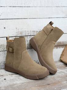Bottes Chelsea style anglais pour femmes, Printemps/Automne 2024 Nouvelle grande taille Bottes cheville courtes avec fermeture éclair sur le côté, Automne/Hiver, se porte avec des jeans