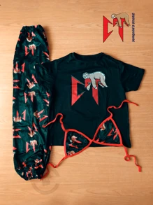 DUO TEDI ONE SIZE COUPLE 3PZ LYING DOWN PAJAMAS - Red - View 3