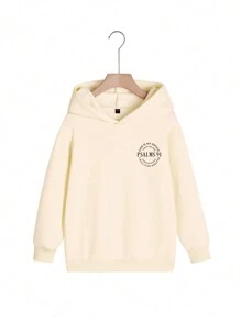 Áo nỉ trùm đầu in hình vui nhộn thường ngày cho bé trai tuổi mới lớn, mùa thu đông - Màu be - Xem 3