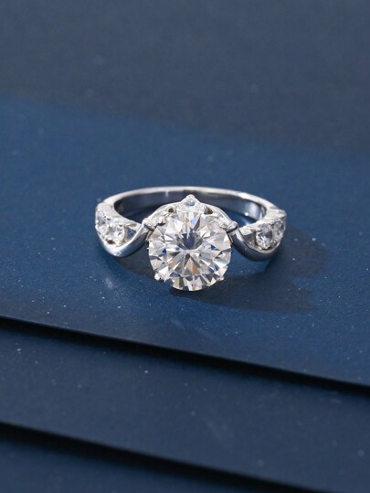 1 peça S925 Anel de prata esterlina 5 quilates Moissanite para mulheres, luxuosamente brilhante, ideal para casamento, festa, presente para amigo/família, joias de alta qualidade