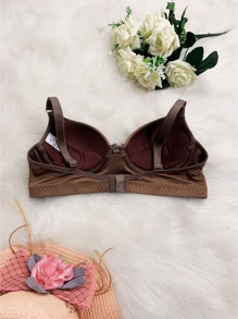 Kit 3 Women's Basic Bra Comfortable Plain With Padded Adjustable Straps Everyday Wear - Chocolate Brown - View 2