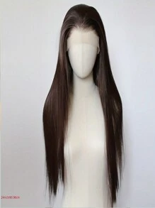 Peruka syntetyczna z przodu z koronki w odcieniu miodowego blondu i brązu Ombre - wstępnie wyrwana linia włosów, 13"X3,5" długa prosta ciemnobrązowa, bez kleju, odporna na ciepło, peruka z włosów włóknistych, dla kobiet w modzie - pasuje do wszystkich grup etnicznych