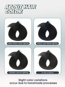 10 Pcs Mini Tape In Hair Extensions Human Hair Color 1 Jet Black 14-22 Inch Remy Human Hair Double Side Invisible Seamless Tape In Hair Extensions