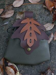 中世纪文艺复兴 PU 皮革叶腰包袋徒步旅行包可折叠包维京服装配件角色扮演万圣节 - A - 查看 2