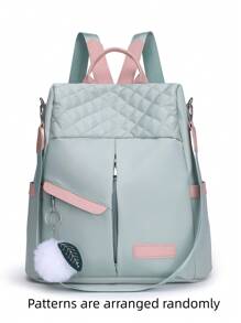 Multifunctional Anti-Theft Bag With Embroidered Strap, Women's Coin Purse, High-End Travel Bag For Postgraduates, Waterproof, For Shopping, Travel, Comes With Plush Pendant, Mommy Bag, Handbag, Laptop Bag, Women's Nylon Shoulder Backpack, Suitable For Office Ladies, Commuters, Elementary And Middle School Students, College Freshmen And Sophomores, Graduates, Essential Back-To-School Item, School Supplies, School Backpack, School Bag, Backpack For School, Back To School Backpack, School Bookbag, Big Backpack, Backpack School, Back To School Bags, Large Capacity, Lightweight, Portable, Suitable For Teen Girls Women College Students, Teacher, White-Collar Workers, Perfect For Back To School, First Day Of School - Green - View 9
