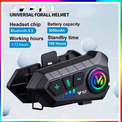 Y10 Motorcycle Helmet Headphones, 1000mAh Battery, Bluetooth 5.3 Wireless Connection, IPX6 Waterproof, Noise Cancelling Headphones, Ultra-Long Standby, Hands-Free Calling Headset Set