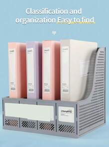 A4彩色折叠文件盒/收纳盒/剪贴板盒/发票夹，桌面整理器用塑料合同文件盒，办公用品，莫兰迪色返校，学校用品 - A4背寬5.5CM - 查看 4