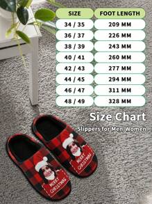 1 Pair Christmas Custom Home Slippers, Personalized Santa Photo Home Slippers, Custom Christmas Hat Thick Sole Home Slippers, Personalized Home Slippers, Photo Home Slippers, Personalized Home Slippers For Women And Men, Personalized Home Slippers, Halloween Gift, Funny Gift ﻿