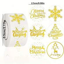 1 Cuộn 500 Nhãn Dán Giấy Bạc Vàng Giáng Sinh - Nhãn PVC Lời Chúc Mừng Ngày Lễ Các Loại Để Trang Trí Quà Tặng, Đường Kính 1 Inch, Con Dấu Thiết Kế Ngày Lễ Nhiều Kiểu Dáng, Giáng Sinh - Nhiều màu - Xem 3