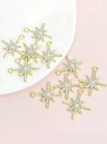 10pcs Sparkling Crescent Moon & Eight-Pointed Star Charms With Rhinestones Faux Pearl Decor - Daily Dating Wearing Stylish Simple Jewelry Making Accessories Elegant Necklace, Bracelet, Earrings And Four Seasons Clothing Decorations DIY Star & Moon Shape Alloy Pendants - Ideal Choice For Eid, Ramadan Gifts