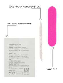 4 Pieces 96-Piece Medium-Long Wearable Nail Set In A Sweet Girl Style, Suitable For Girls, Ladies' Festivals, And Daily Wear. Includes 4 Nail Files, 4 Jelly Gels, And 4 Nail Removal Sticks - Multicolor - View 7