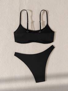 2pcs/Set Women's Sexy Black Bikini Swimwear Set, For Summer Beach Vacation