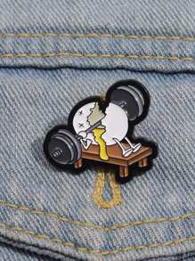 1pc Weightlifting Broken Egg Enamel Pin Custom Funny Cute Metal Brooches Lapel Backpack Badge Jewelry Accessories Gift For Friends - Multicolor - View 3