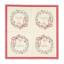 20 件 13 英寸 X 13 英寸 2 层圣诞黄色花环印花餐巾、派对桌装饰纸巾、圣诞快乐