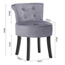 LIVINGANDHOME Living And Home Velvet Vanity Stool With Thick Cushion - Grey - View 11