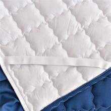 3 件套绗缝床裙套装（1 件床裙 + 2 个枕套），蕾丝花边，时尚优雅，吸湿排汗，抗皱，安静，可拆卸床垫套 - 藏青色 - 查看 9