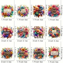 12 gói miếng dán vinyl hình hoa truyền cảm hứng cho cốc, miếng dán cốc chống phai màu UV DTF tự làm, trích dẫn đức tin Cơ đốc, miếng dán trang trí chống thấm nước cho đồ thủy tinh và đồ thủ công (đồ trang trí Giáng sinh, đồ trang trí phòng, đồ trang trí nhà cửa, quà tặng Giáng sinh, đồ trang trí tường) - Nhiều màu - Xem 3