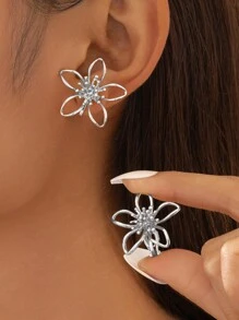 1 Cặp Hoa tai hợp kim rỗng kiểu Âu & Mỹ sang trọng thanh lịch quyến rũ thiết kế nguyên bản phóng đại, Hoa tai dự tiệc/quà tặng cá nhân hóa cho phụ nữ - Vàng - Xem 13