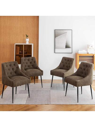 Set Of Dining Chairs Metal Feet, Moderne Kitchen Backrest, Dining/Living Room Lounge view 6