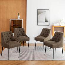 Set Of 2 Dining Chairs With Metal Feet, Modern Kitchen Chairs With Backrest, Dining/Living Room Lounge Chairs - Olive Green - View 6