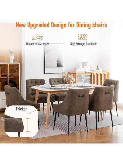 Set Of Dining Chairs Metal Feet, Moderne Kitchen Backrest, Dining/Living Room Lounge view 3